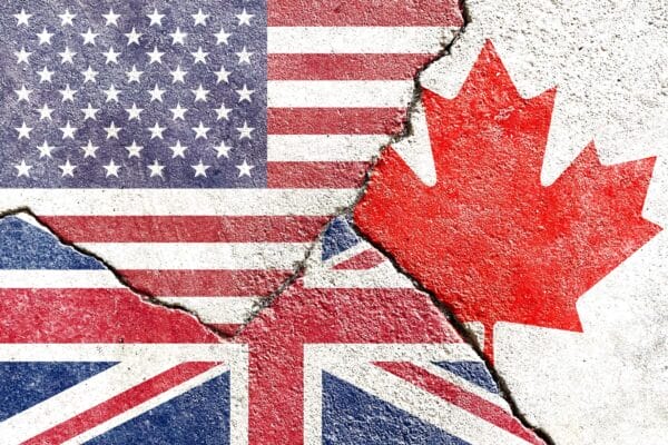 Canada, US & UK flags